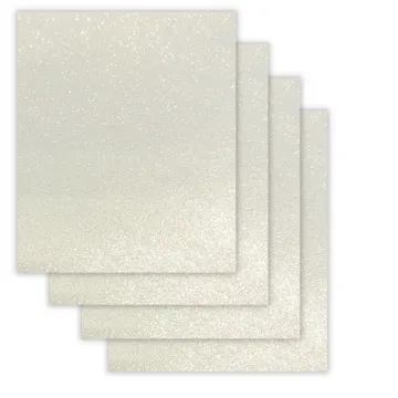 White Glitter Cardstock, 250gsm, 4 Sheets